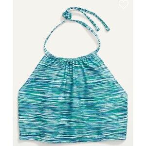 Bikini Swim Top XS Girls Cool Space Dye blue New Old Navy Printed Strappy-Back